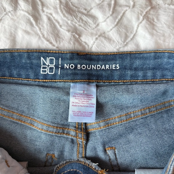 No Boundaries Blue Jean Shorts Cut-Off Style Lace up Bow - Picture 6 of 7